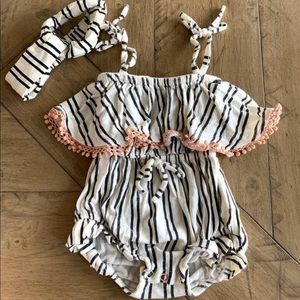 Jessica Simpson striped romper with headband